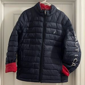 Nautica Men’s Reversible Puffer Navy Blue /Red Jacket Coat Size XL